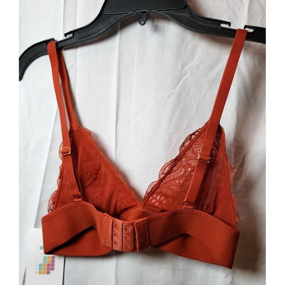 New Lively Women's Orange Wireless Sheer Bra Adjustable Straps Hook & Eye Size S